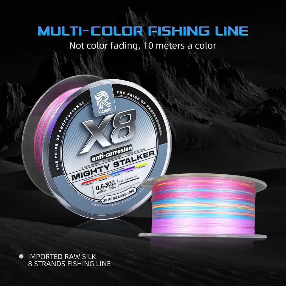 Linha de Pesca Trançada ROBEI 300M | 8 Tranças Super Forte para Água Salgada 5