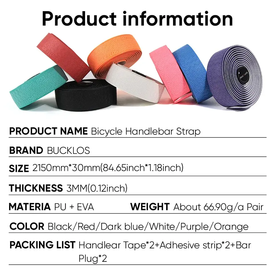 Fitas para Guiador de Bicicleta BUCKLOS em PU | Absorção de Impactos e Antiderrapantes 3