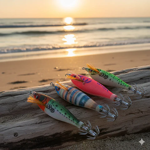 Kit 10 Jigs de Lula Luminosos | 8 cm e 5,8 g para Pesca de Choco e Lula