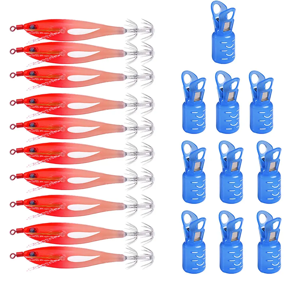 Kit 10 Jigs de Lula Luminosos | 8 cm e 5,8 g para Pesca de Choco e Lula 7