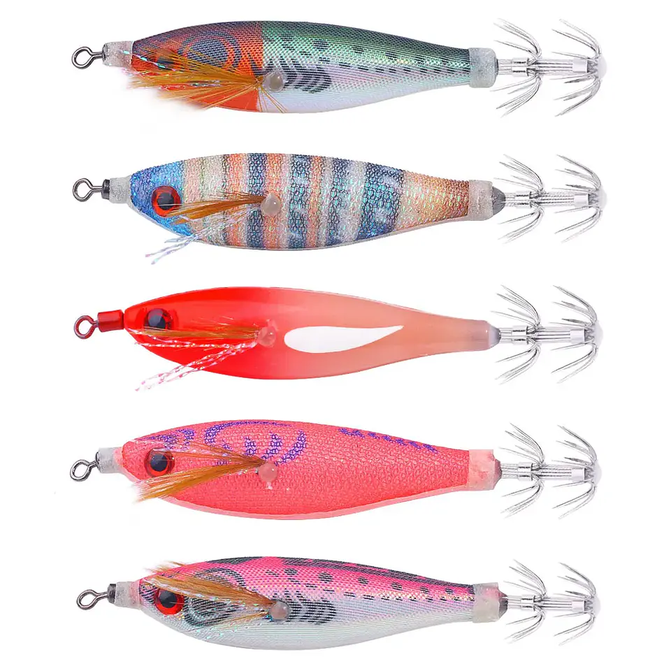 Kit 10 Jigs de Lula Luminosos | 8 cm e 5,8 g para Pesca de Choco e Lula 10
