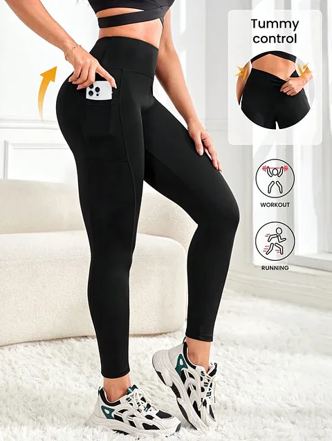  Leggings de Yoga Cintura Alta com Bolsos | Elasticidade e Conforto para Treino