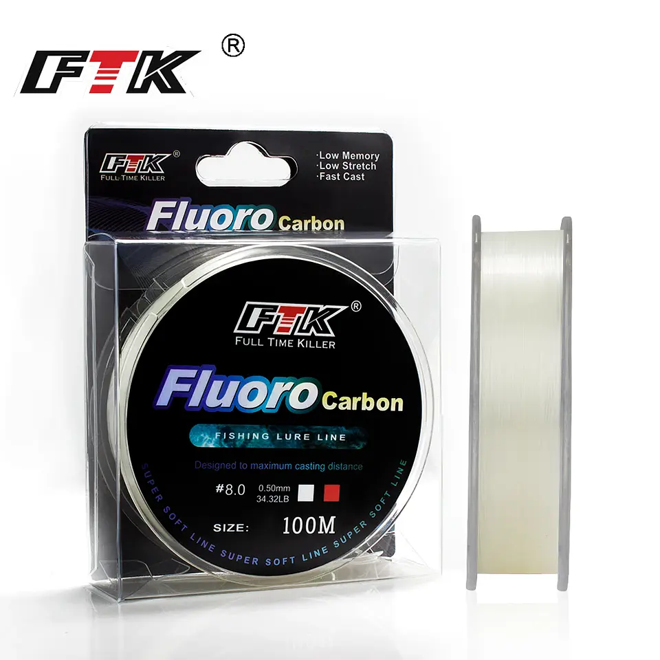 Linha de Pesca em Fluorocarbono FTK 100M | Invisível e Afundante para Pesca de Carpa 2