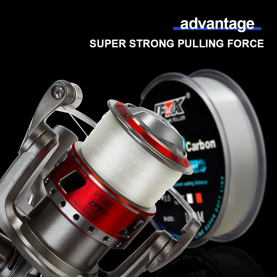 Linha de Pesca em Fluorocarbono FTK 100M | Invisível e Afundante para Pesca de Carpa 5