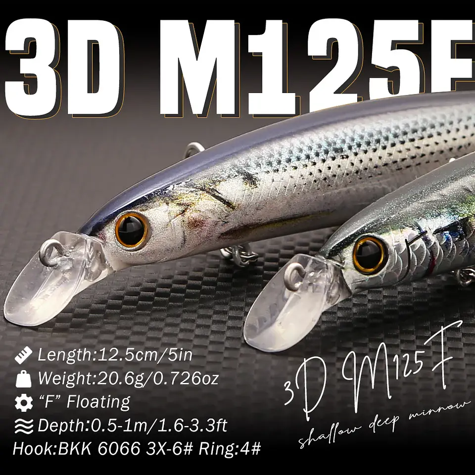 Isco Flutuante Minnow B&U | Acabamento 3D Realista para Black Bass e Seabass 2