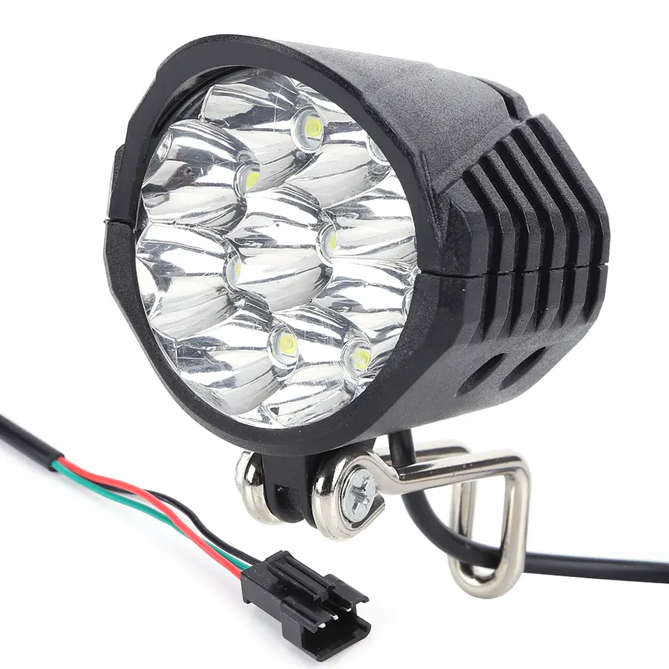 Farol com Buzina 2 em 1 18W | 9 LEDs para E-Bike 36V/48V/60V com Interruptor 6