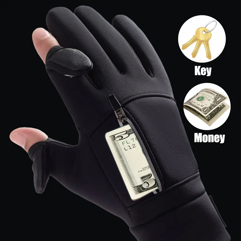 Luva de Inverno com Toque para Celular | Impermeável ao Vento para Ciclismo, Pesca e Esqui  2