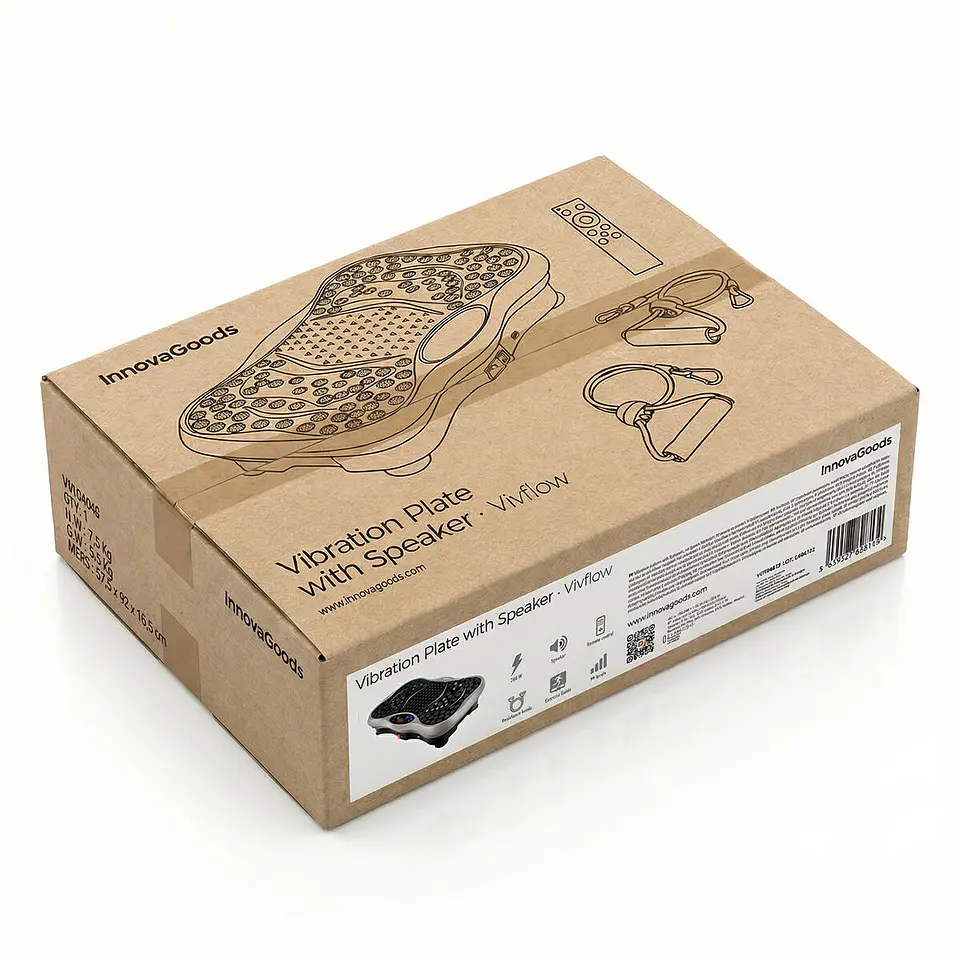 Plateforme vibrante Vivflow d'InnovaGoods | 99 niveaux, haut-parleur et bandes de résistance 8