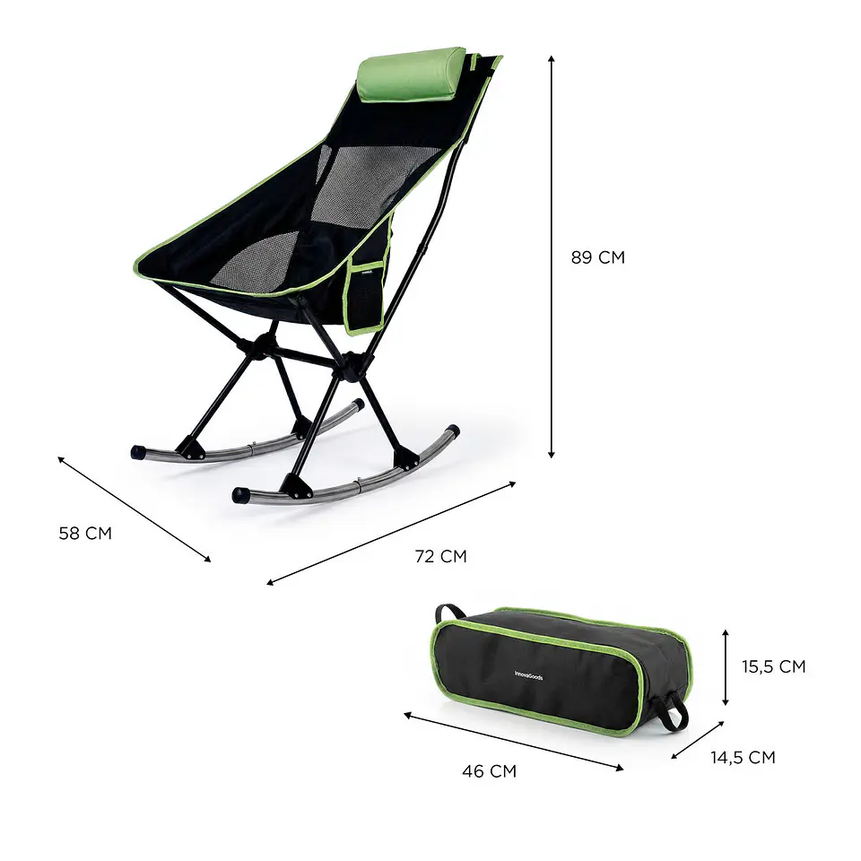 Silla de camping Trillow 2 en 1 | Modo mecedora y silla fija con cojín 8