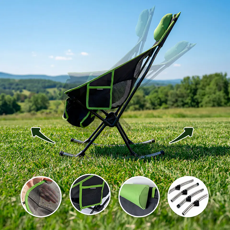 Silla de camping Trillow 2 en 1 | Modo mecedora y silla fija con cojín 3