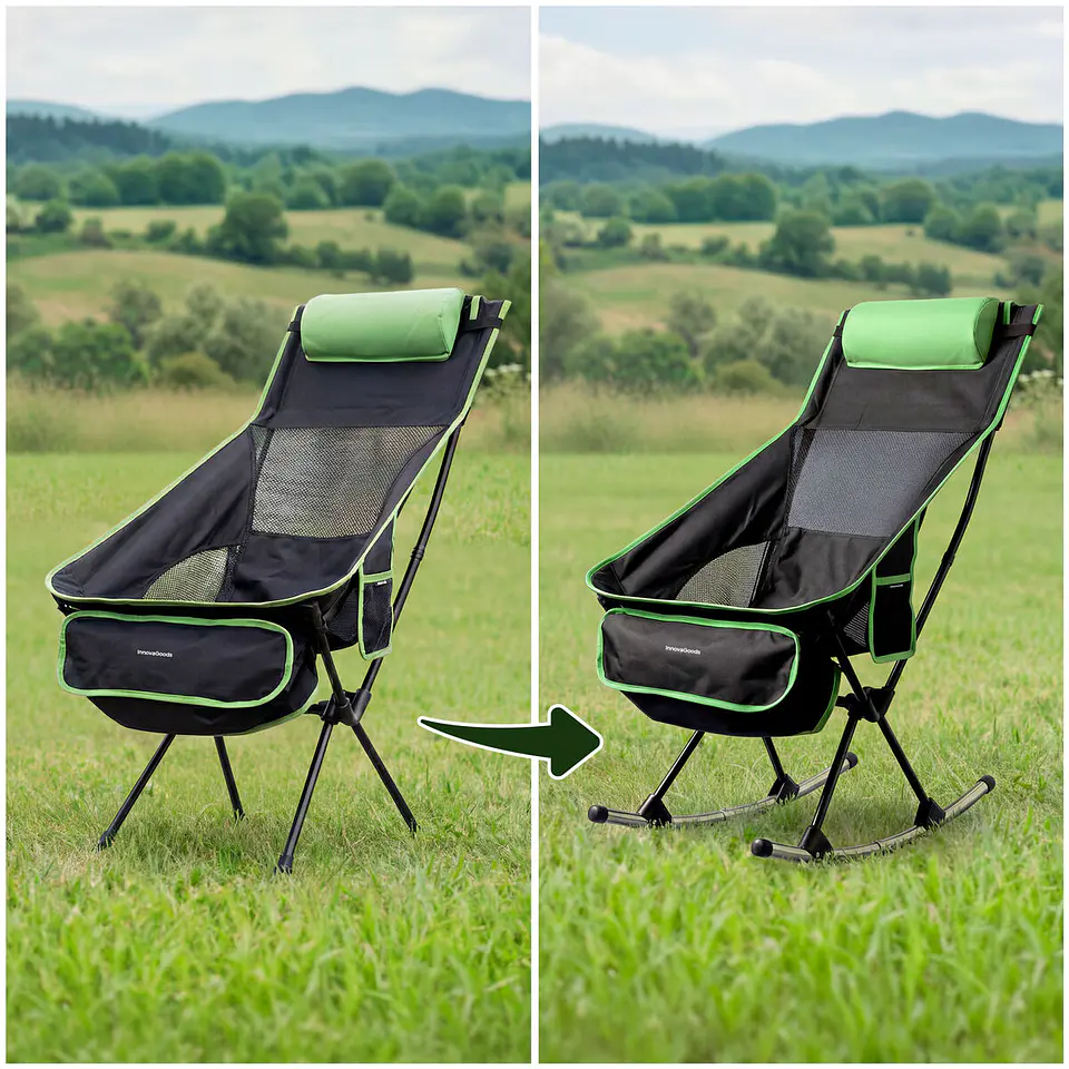 Silla de camping Trillow 2 en 1 | Modo mecedora y silla fija con cojín 2