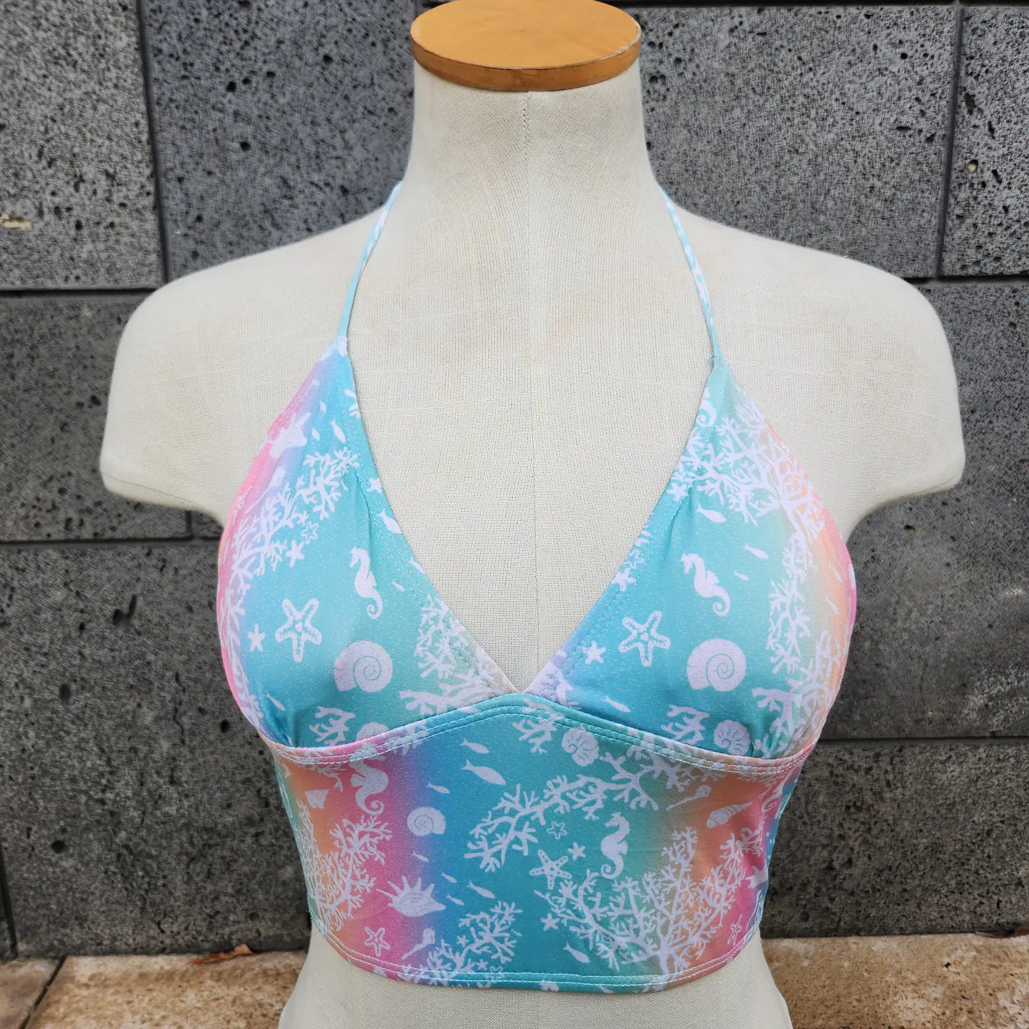 Loco Boutique Sea Life Long Line Triangle Bikini Top 4