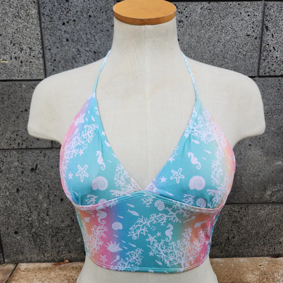 Loco Boutique Sea Life Long Line Triangle Bikini Top 4