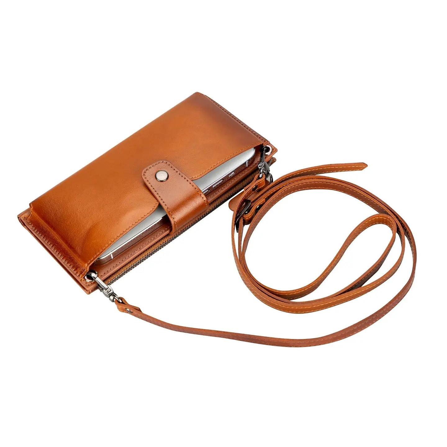 Kaycee Leather Women's Cell Phone Wallet with Strap 8