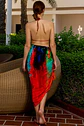 Roar Abstract Print Sarong - Red & Multicolor Beach Cover Up - Miniatura 4