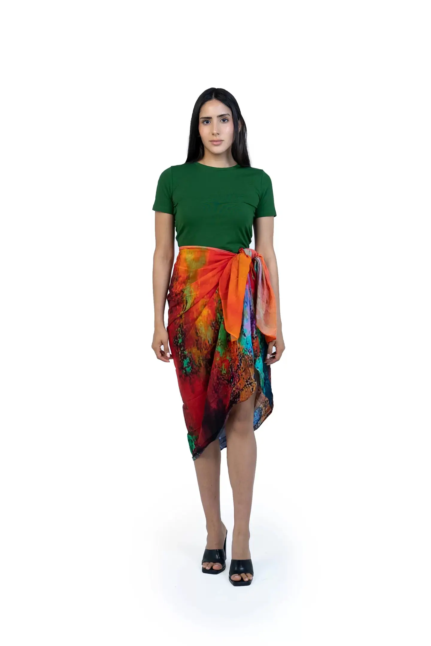 Roar Abstract Print Sarong - Red & Multicolor Beach Cover Up 5