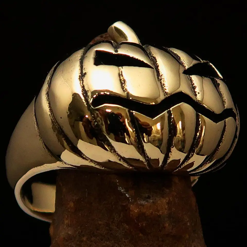 Excellent crafted Halloween Men's Pumpkin Ring - Solid Brass 1