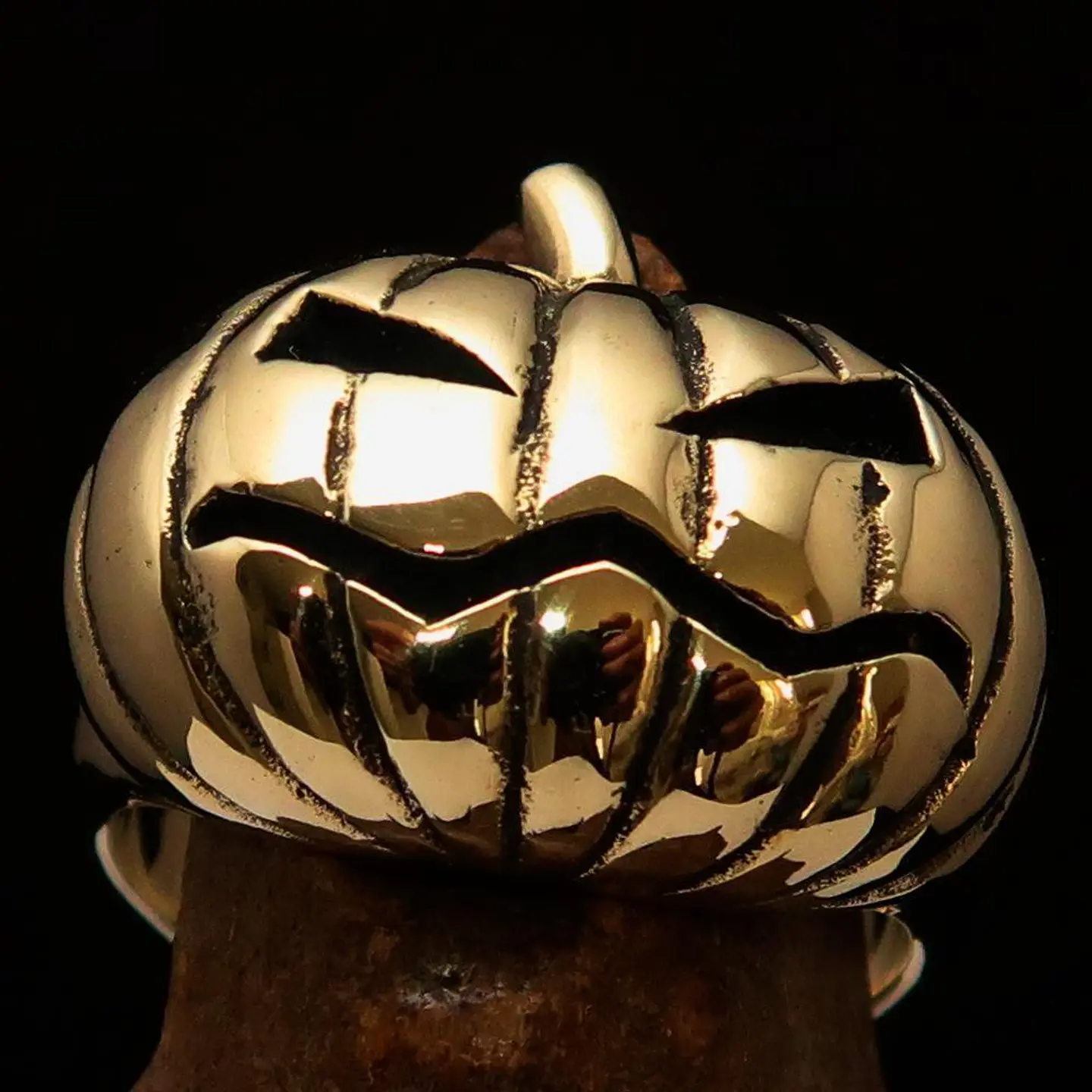 Excellent crafted Halloween Men's Pumpkin Ring - Solid Brass 2