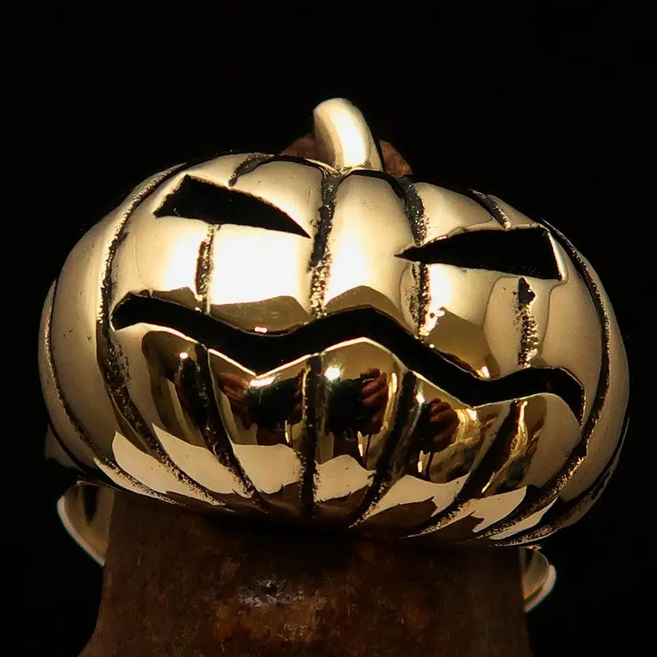 Excellent crafted Halloween Men's Pumpkin Ring - Solid Brass 2