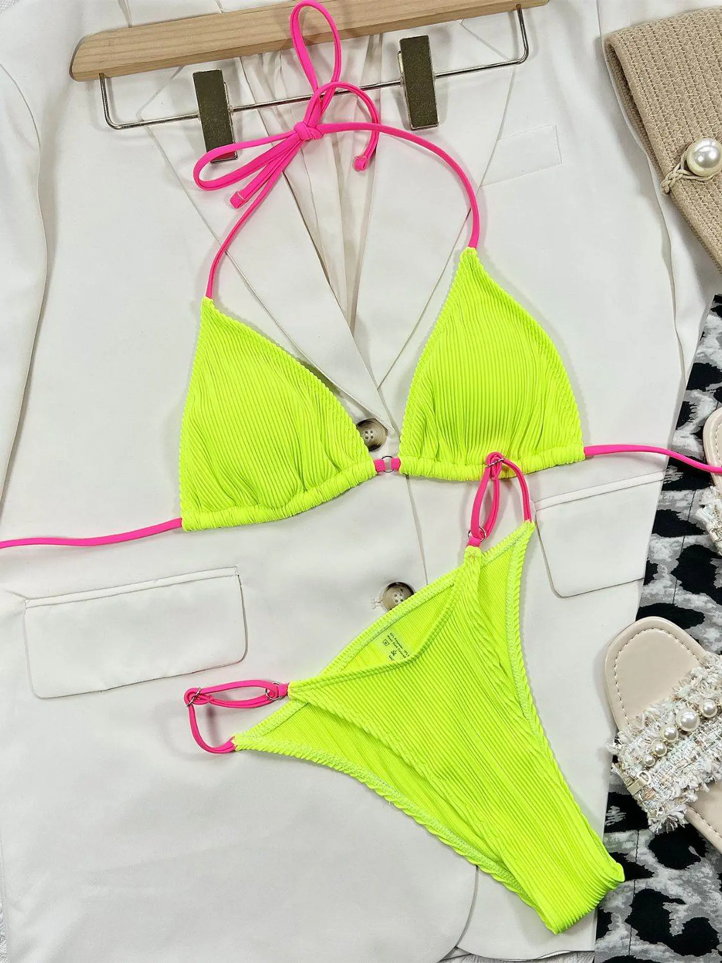 Ribbed Tie Back Bikini Set 5