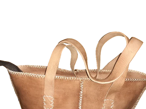Bolso Mujer  Vacuno hilo blanco Mediano