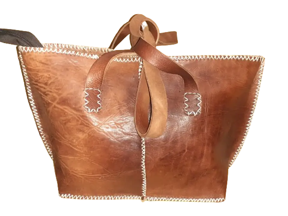Bolso Mujer  Vacuno hilo blanco Mediano 11