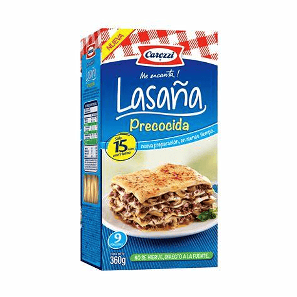 Lasana Precocida Carozzi 360Gr Unidad 
