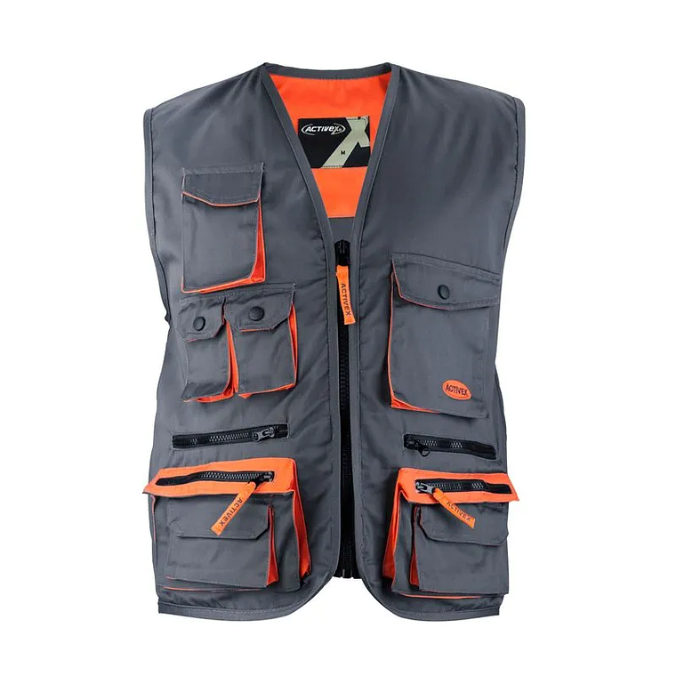 Chaleco Geólogo Gabardina Gris/Naranjo 1