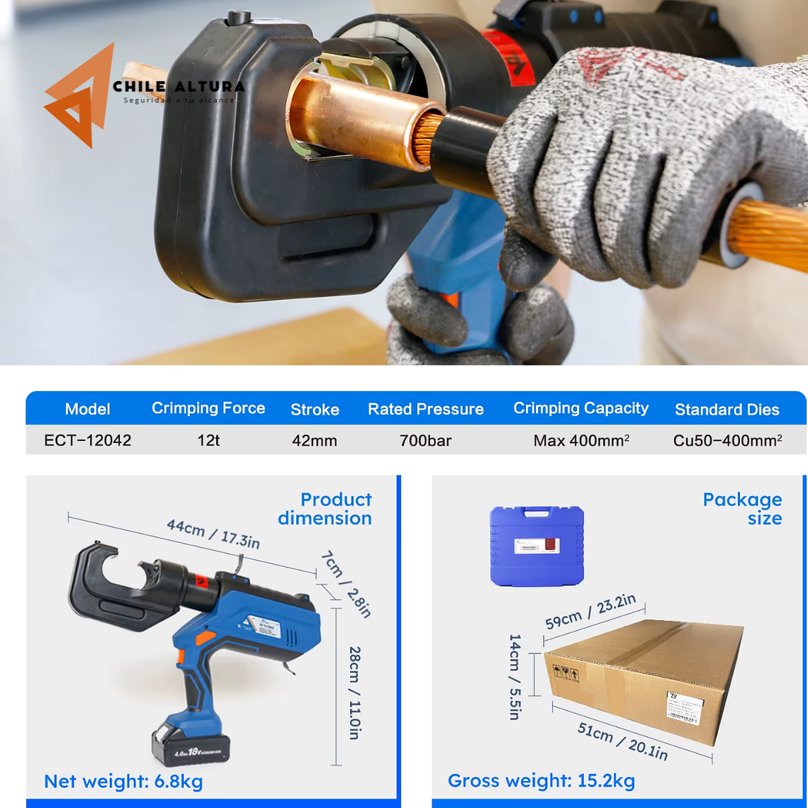 Ponchadora hidráulica a batería 2