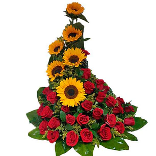 Arrimo de 25 rosas y girasoles | Envía Luz y Energía