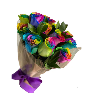 Ramo 12 rosas arcoíris