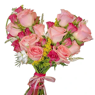 Ramo corazón rosas y mini rosas