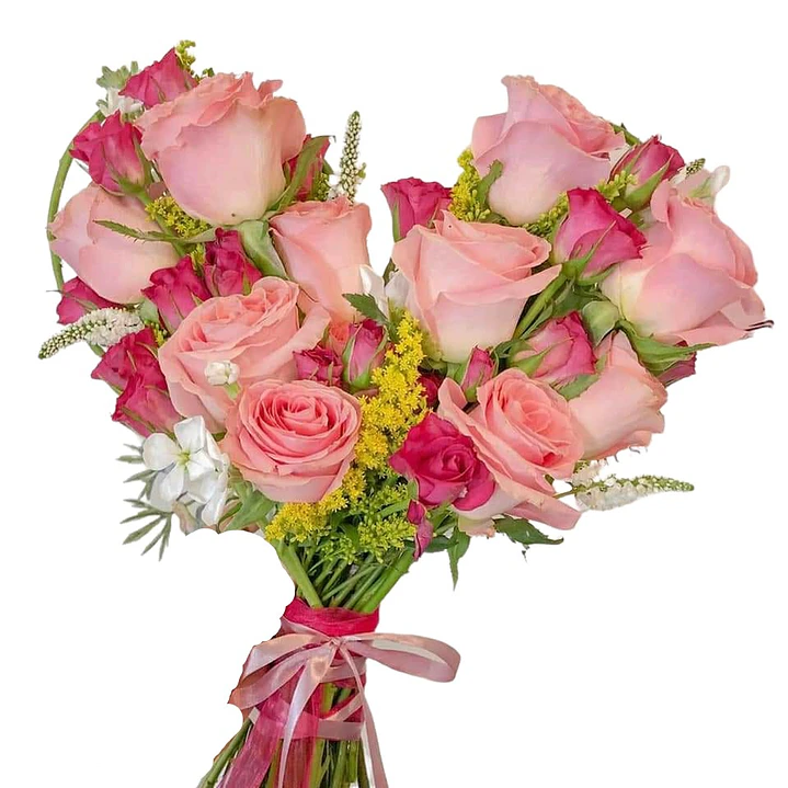 Ramo corazón rosas y mini rosas 1