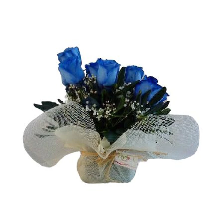 Arreglo redondo 9 rosas azules 1