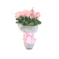 Florero de 12 rosas rosadas  | Transmite Ternura y Bondad 