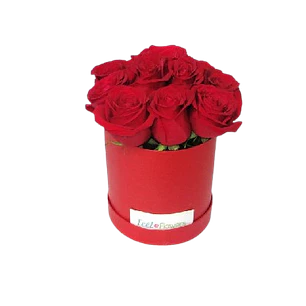12 Rosas en caja redonda  | Entrega Elegancia y Delicadeza