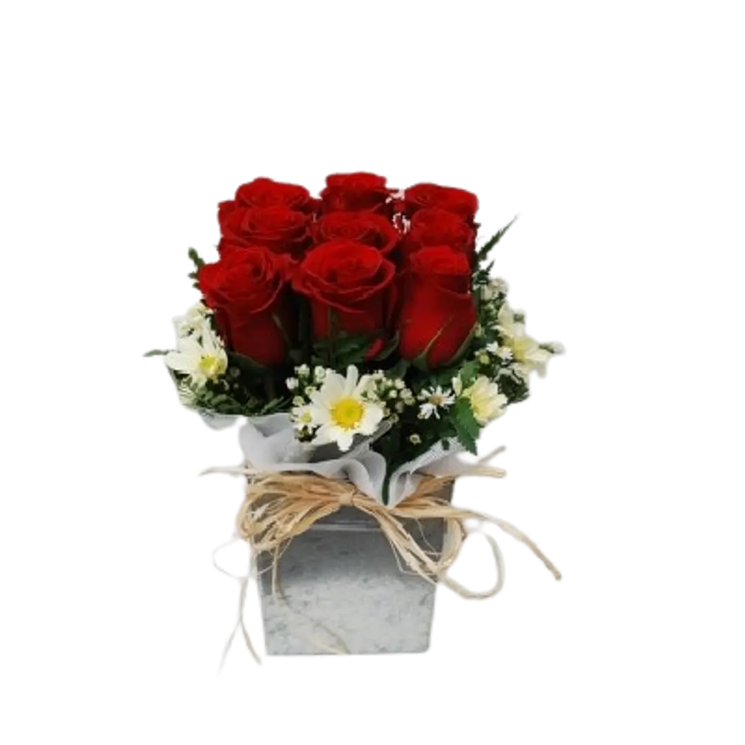 9 rosas en base hojalata | Regala Belleza y Amor 1