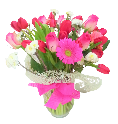 Florero de Rosas y Tulipanes