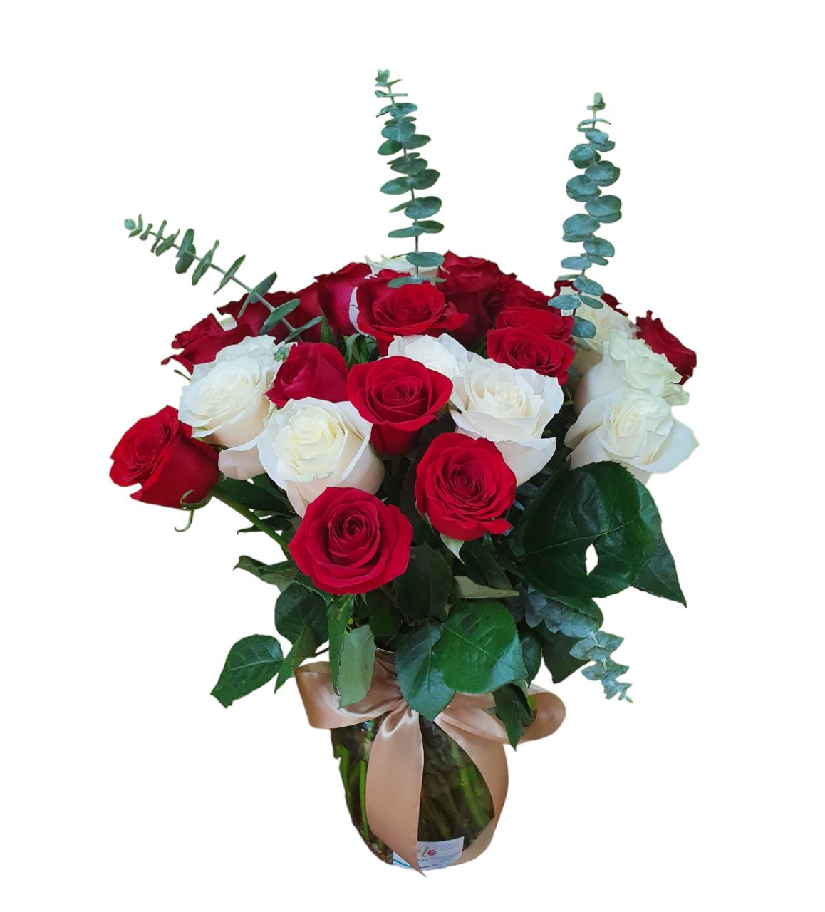 Florero de 20 Rosas Bicolor