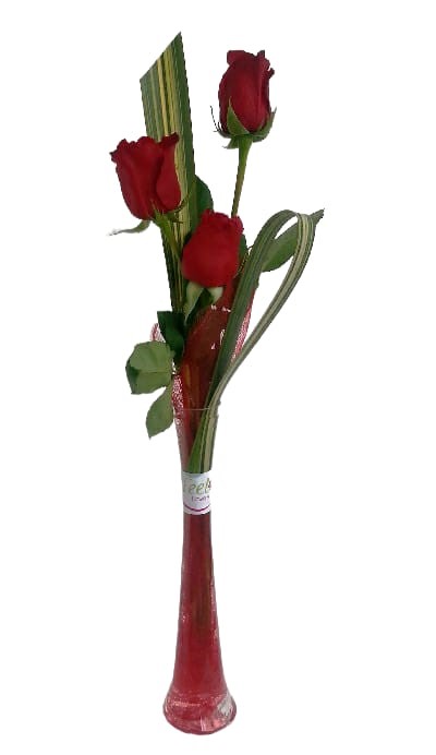Florero 3 Rosas Ecuatorianas