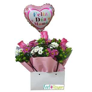Cartera de Flores y Globo para Mamá