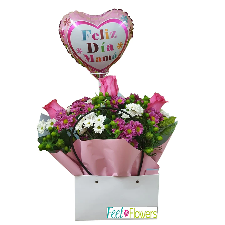 Cartera de Flores y Globo para Mamá 1
