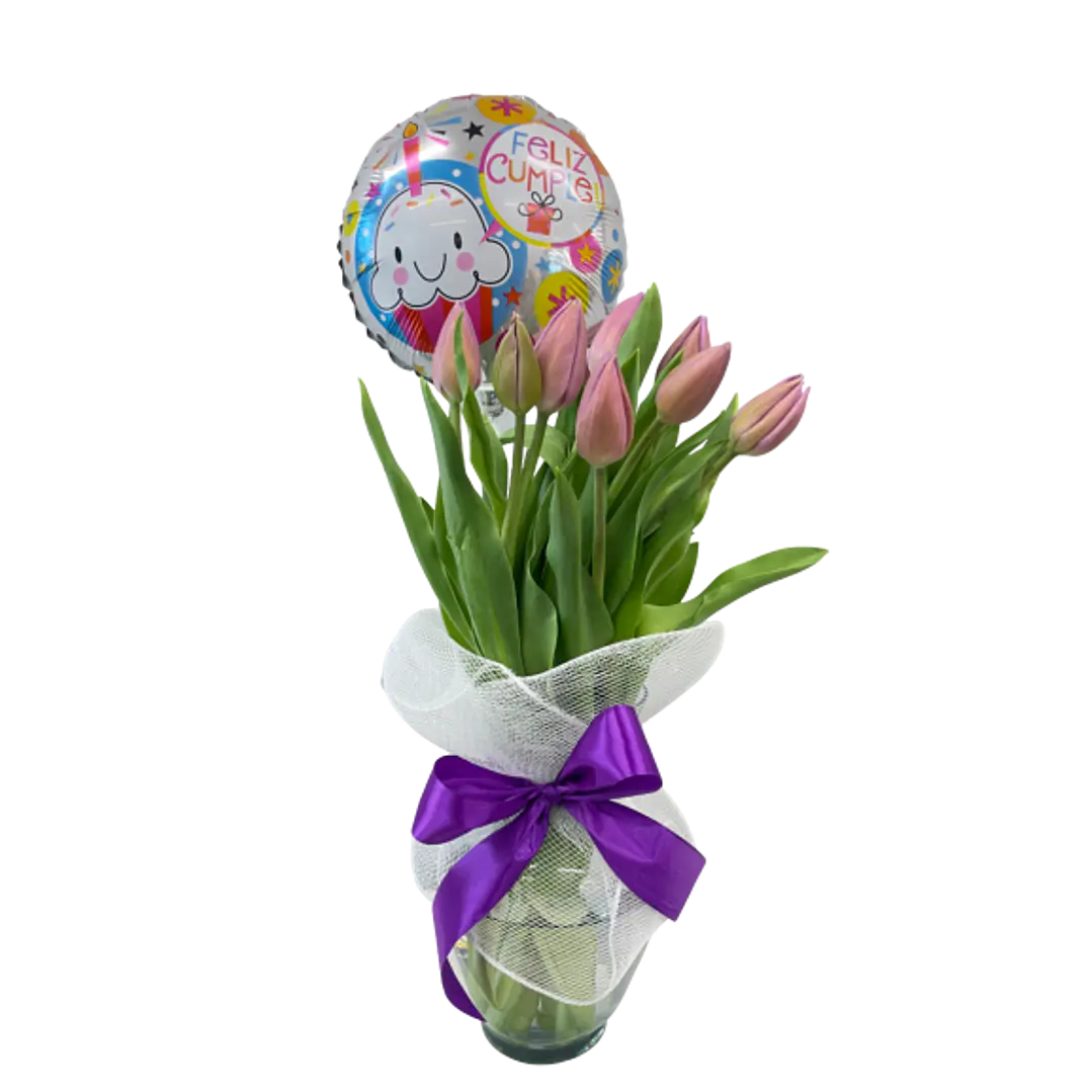 Florero de 10 Tulipanes Cumpleaños 1