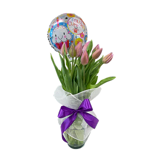 Florero de 10 Tulipanes Cumpleaños