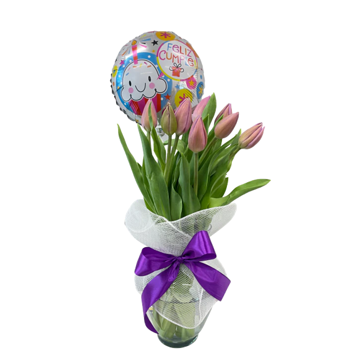 Florero de 10 Tulipanes Cumpleaños 1