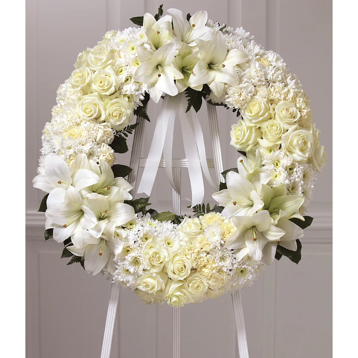 Corona de flores modelo halo con cintas 1