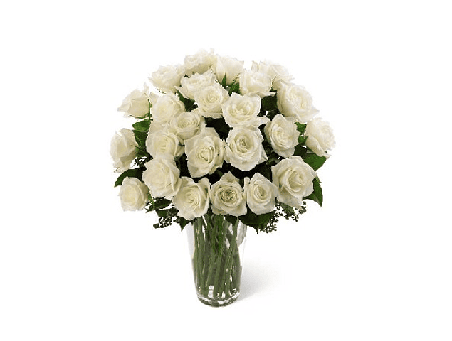 Florero de 30 rosas blancas