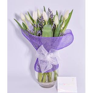 Florero de 10 tulipanes