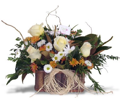 Arreglo rectangular rosas blancas