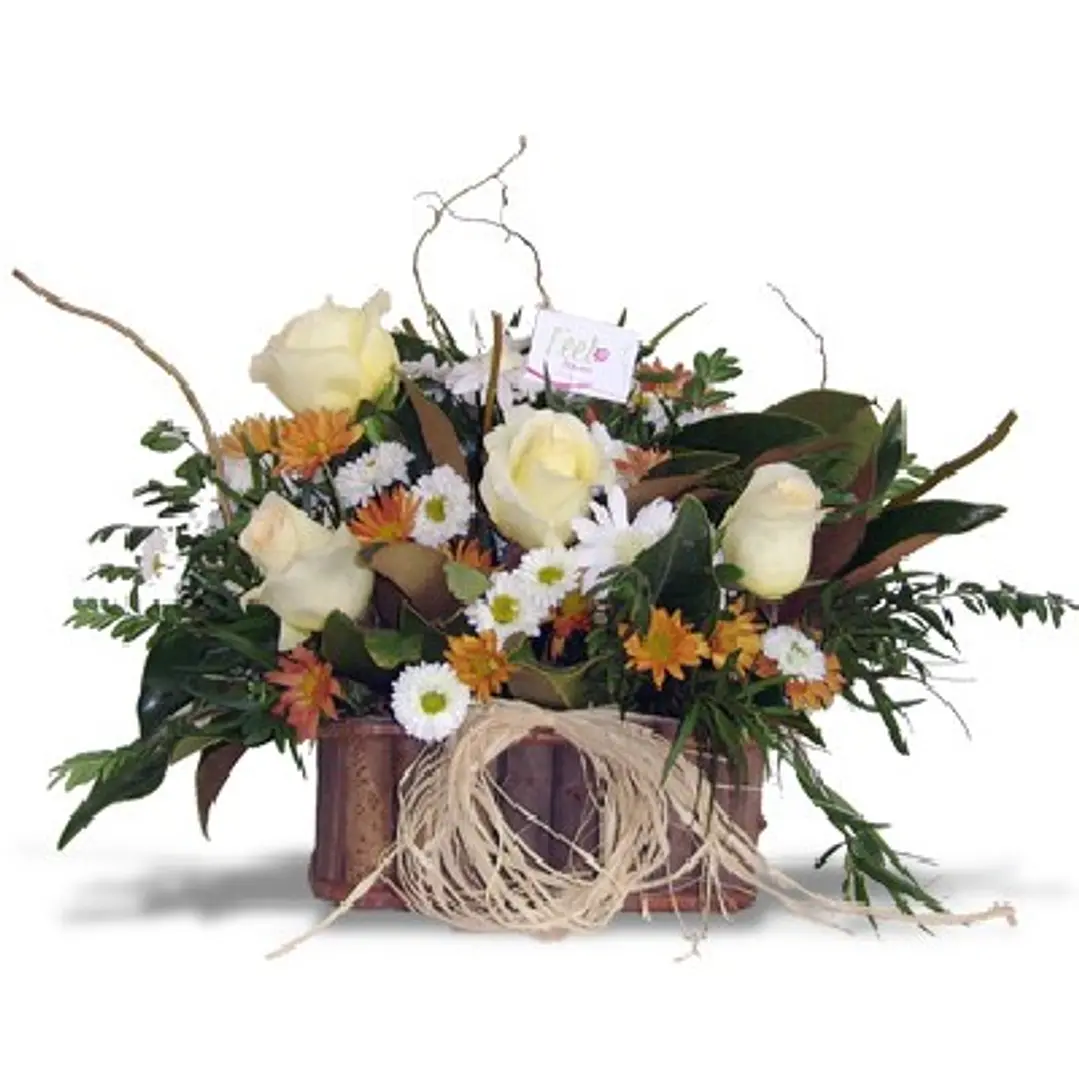 Arreglo rectangular rosas blancas 1